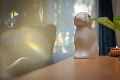 "Cuddle" Pet Urn for Dog - White Matte | Ceramic | Handmade - Pulvis Art Urns