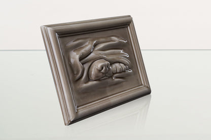 Dog Cremation Urn for Ashes - Beige Grey | Ceramic | Handmade Pet Urn - Pulvis Art Urns