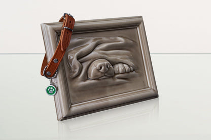 Dog Cremation Urn for Ashes - Beige Grey | Ceramic | Handmade Pet Urn - Pulvis Art Urns