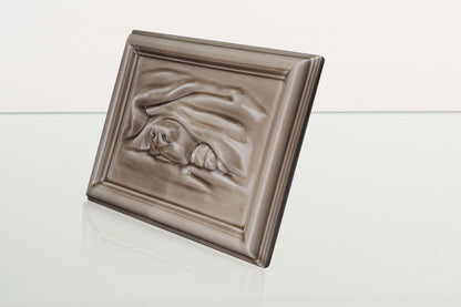 Dog Cremation Urn for Ashes - Beige Grey | Ceramic | Handmade Pet Urn - Pulvis Art Urns