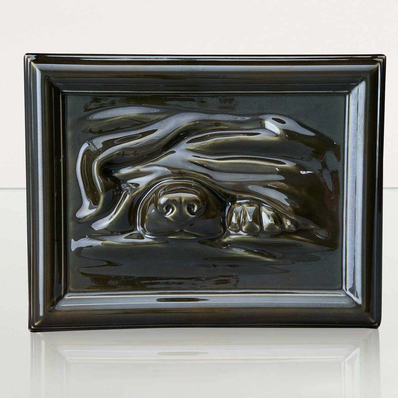 Dog Cremation Urn for Ashes - Oily Green | Ceramic | Handmade Pet Urn - Pulvis Art Urns