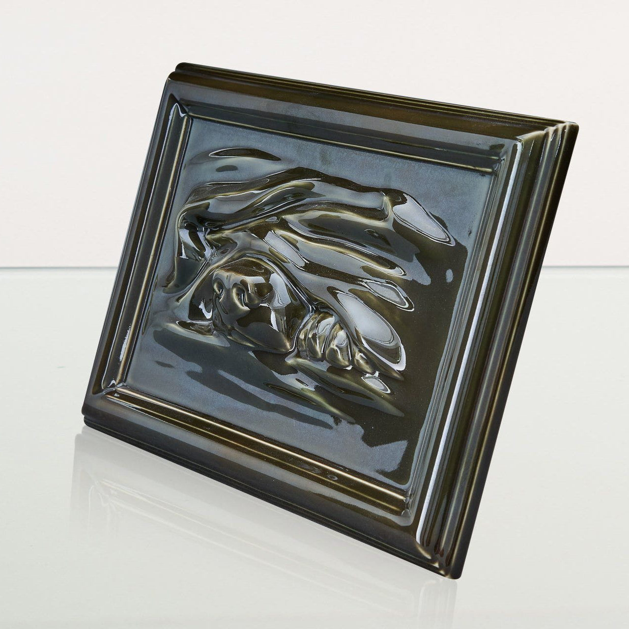 Dog Cremation Urn for Ashes - Oily Green | Ceramic | Handmade Pet Urn - Pulvis Art Urns