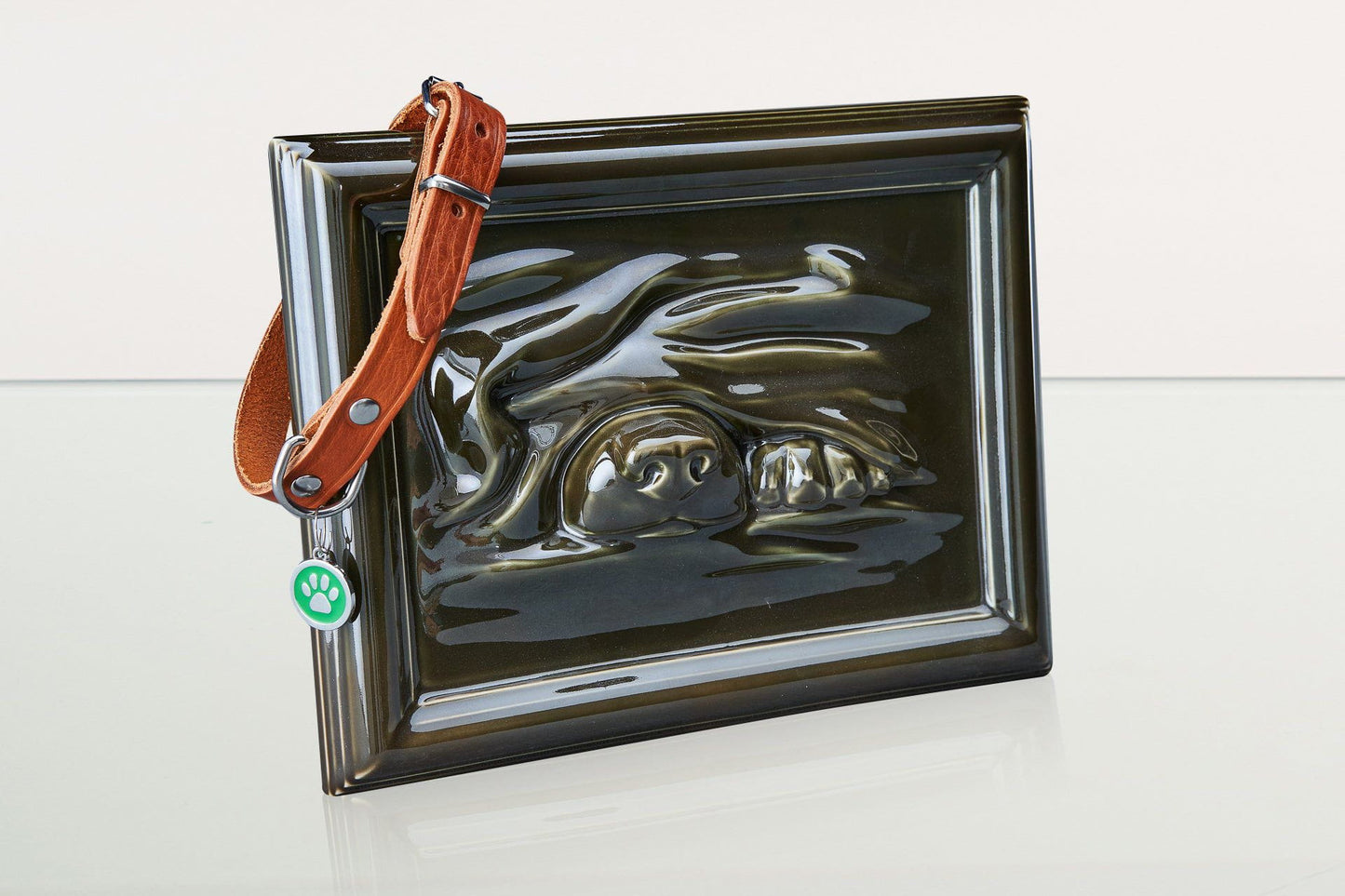 Pulvis Art Urns Pet Urn Dog Cremation Urn for Ashes - Oily Green | Ceramic | Handmade Pet Urn