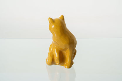 Felix Cat Urn for Ashes - Amber Yellow | Ceramic | Handmade Pet Urn - Pulvis Art Urns