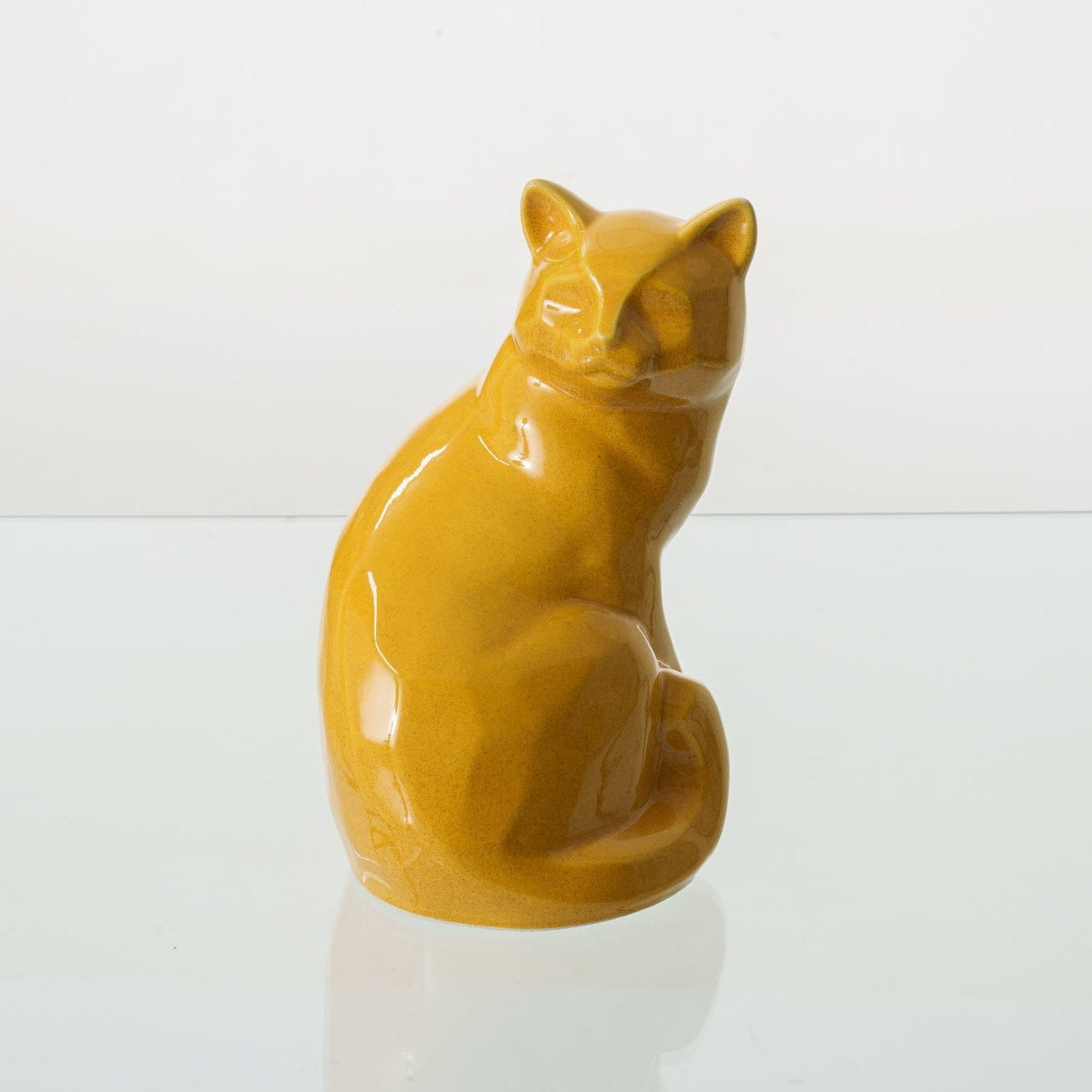 Felix Cat Urn for Ashes - Amber Yellow | Ceramic | Handmade Pet Urn - Pulvis Art Urns