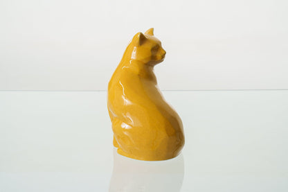 Felix Cat Urn for Ashes - Amber Yellow | Ceramic | Handmade Pet Urn - Pulvis Art Urns