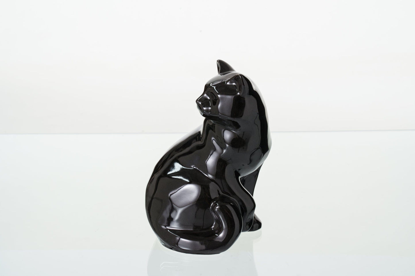 Pulvis Art Urns Pet Urn Felix Cat Urn for Ashes - Lamp Black | Ceramic | Handmade Pet Urn