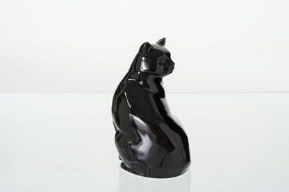 Felix Cat Urn for Ashes - Lamp Black | Ceramic | Handmade Pet Urn - Pulvis Art Urns