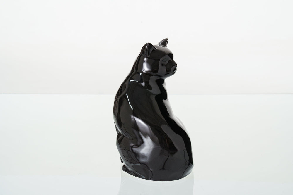 Pulvis Art Urns Pet Urn Felix Cat Urn for Ashes - Lamp Black | Ceramic | Handmade Pet Urn