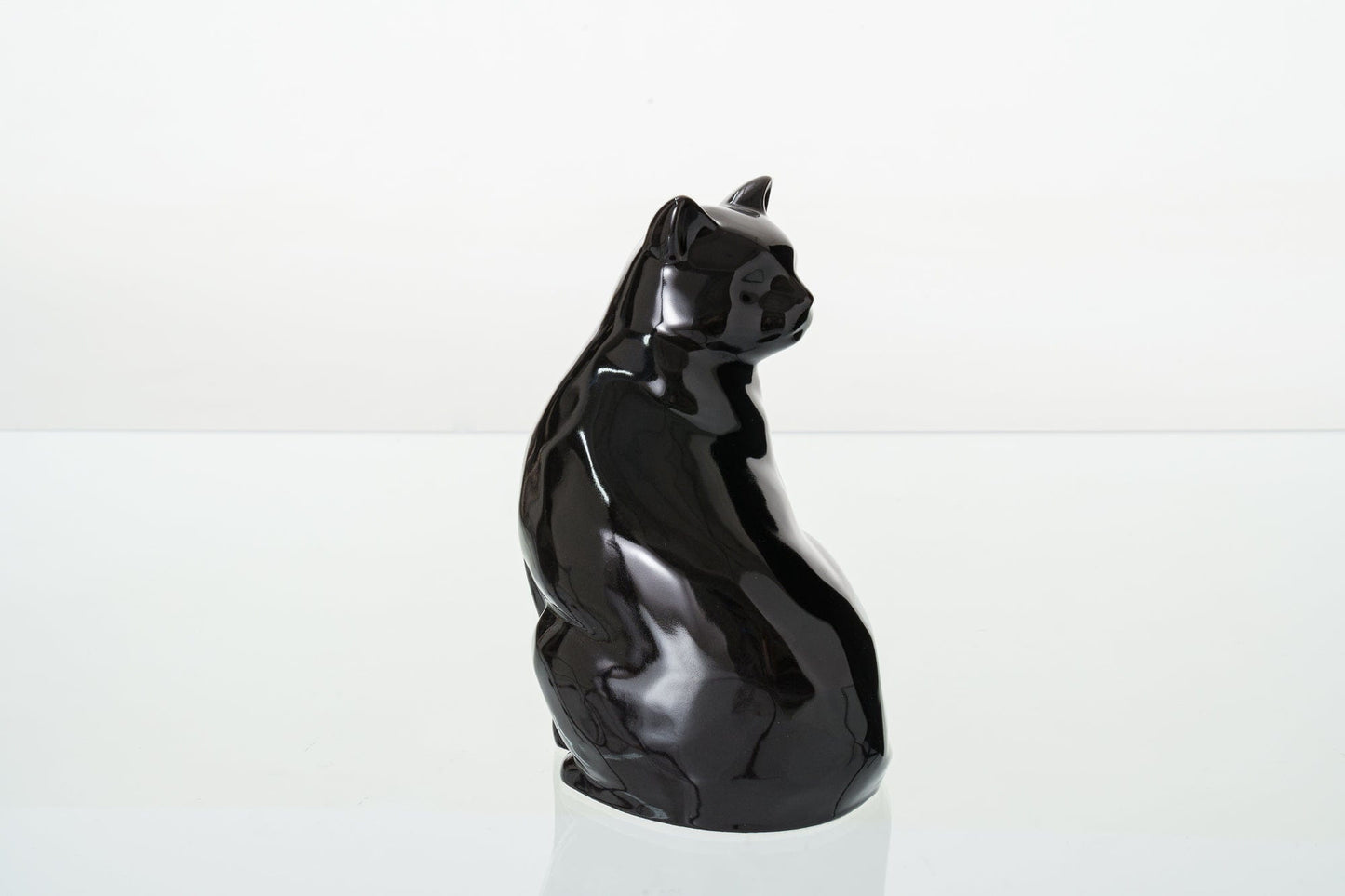 Pulvis Art Urns Pet Urn Felix Cat Urn for Ashes - Lamp Black | Ceramic | Handmade Pet Urn