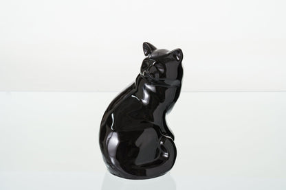 Felix Cat Urn for Ashes - Lamp Black | Ceramic | Handmade Pet Urn - Pulvis Art Urns
