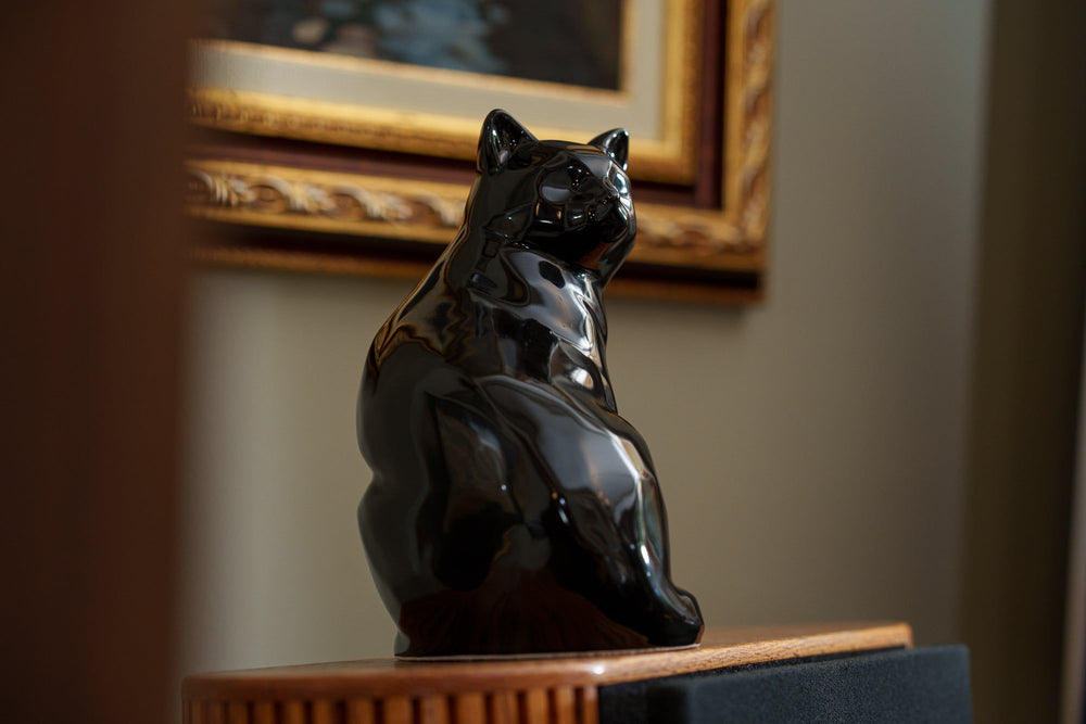 
                  
                    Pulvis Art Urns Pet Urn Felix Cat Urn for Ashes - Lamp Black | Ceramic | Handmade Pet Urn
                  
                