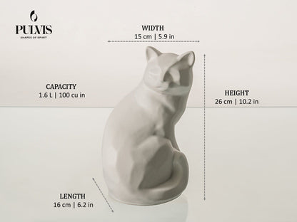 Pulvis Art Urns Pet Urn Felix Cat Urn for Ashes - White | Ceramic | Handmade Pet Urn