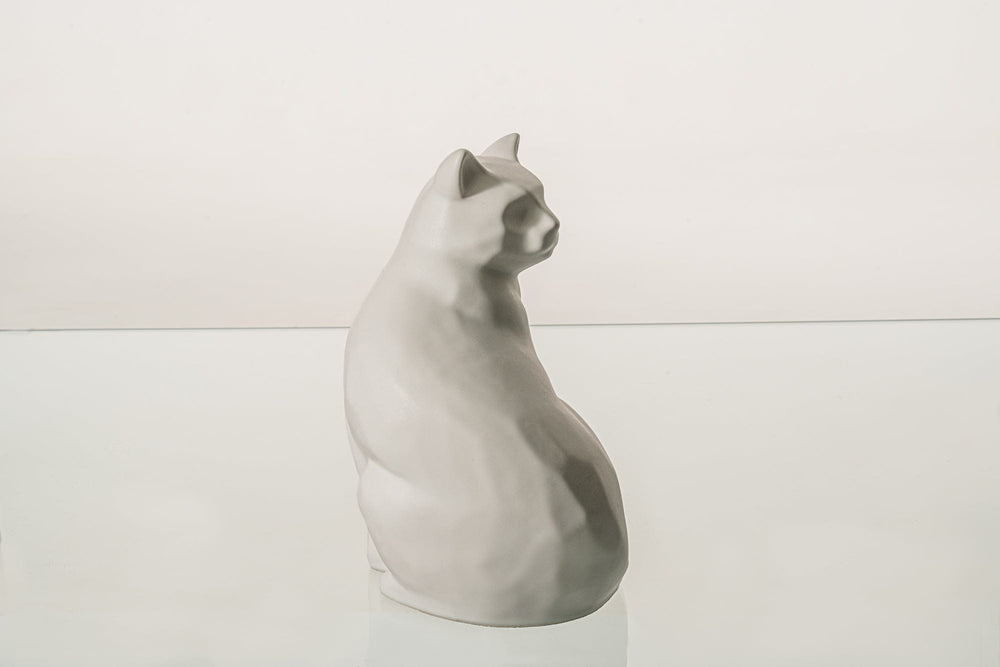 Pulvis Art Urns Pet Urn Felix Cat Urn for Ashes - White Matte | Ceramic | Handmade Pet Urn