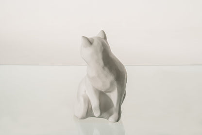Felix Cat Urn for Ashes - White Matte | Ceramic | Handmade Pet Urn - Pulvis Art Urns