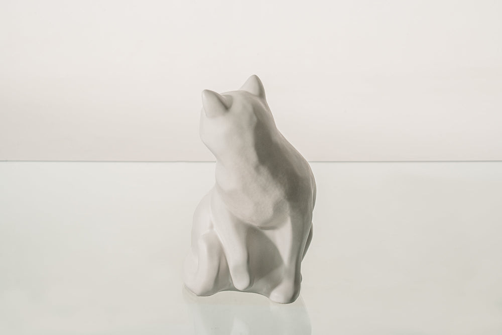 Pulvis Art Urns Pet Urn Felix Cat Urn for Ashes - White Matte | Ceramic | Handmade Pet Urn