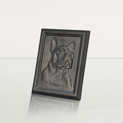 French Bulldog Pet Frame Urn - Dark Matte | Ceramic | Handmade Pet Urn - Pulvis Art Urns
