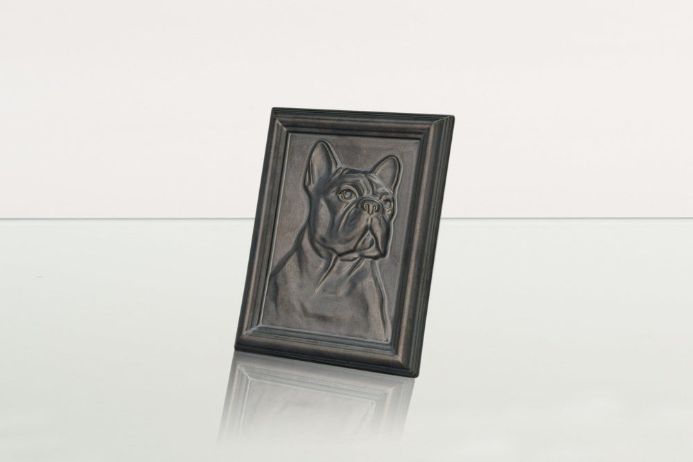 Pulvis Art Urns Pet Urn French Bulldog Pet Frame Urn  - Dark Matte | Ceramic | Handmade Pet Urn