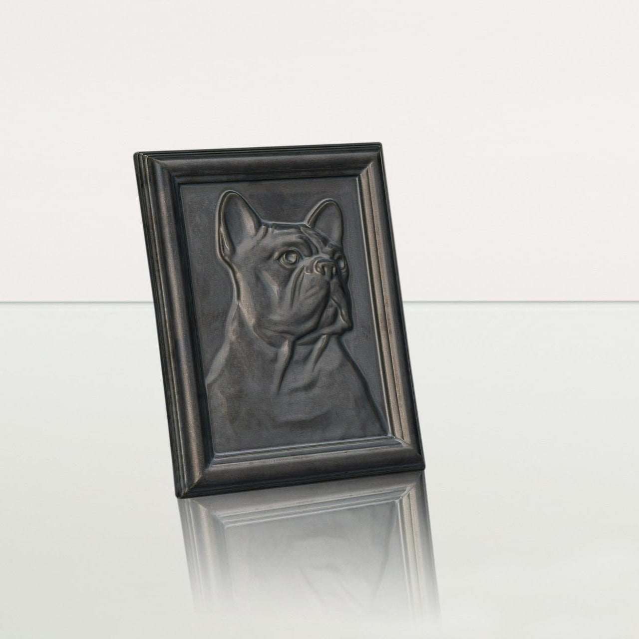 French Bulldog Pet Frame Urn - Dark Matte | Ceramic | Handmade Pet Urn - Pulvis Art Urns