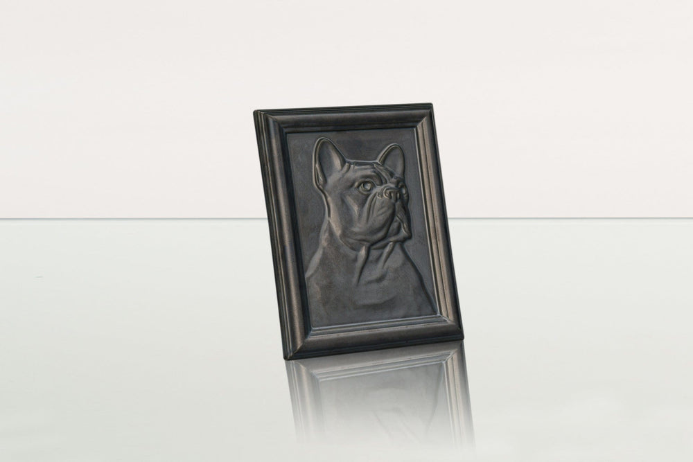 Pulvis Art Urns Pet Urn French Bulldog Pet Frame Urn  - Dark Matte | Ceramic | Handmade Pet Urn