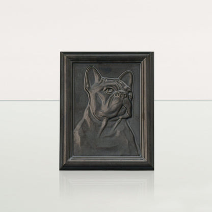 French Bulldog Pet Frame Urn - Dark Matte | Ceramic | Handmade Pet Urn - Pulvis Art Urns