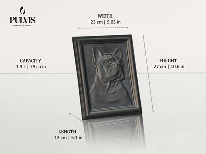 Pulvis Art Urns Pet Urn French Bulldog Pet Frame Urn  - Grey Matte | Ceramic | Handmade Pet Urn