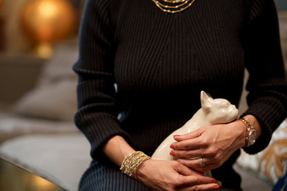 French Bulldog Pet Urn - Black and White Decorated Urn - Pulvis Art Urns