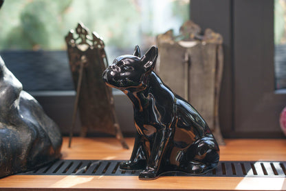 French Bulldog Pet Urn - Lamp Black | Ceramic Dog Urn - Pulvis Art Urns