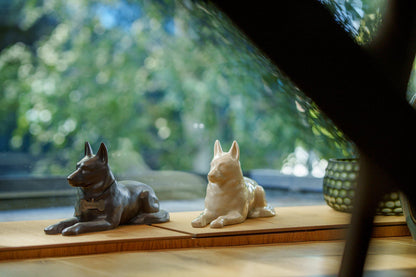 German Shepherd Pet Urn - Gray Matte | Ceramic Dog Urn - Pulvis Art Urns