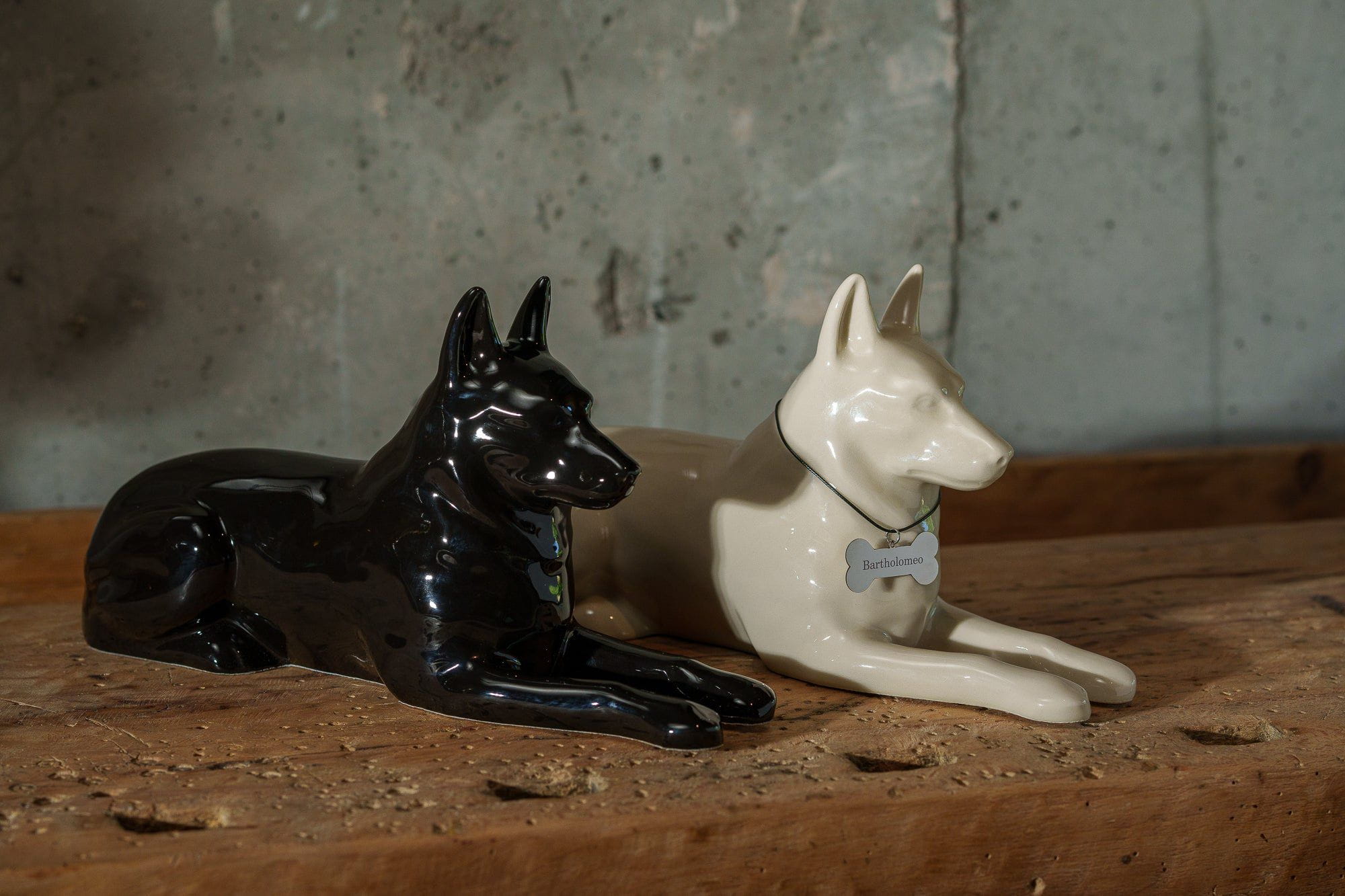German Shepherd Pet Urn - Lamp Black | Ceramic Dog Urn - Pulvis Art Urns