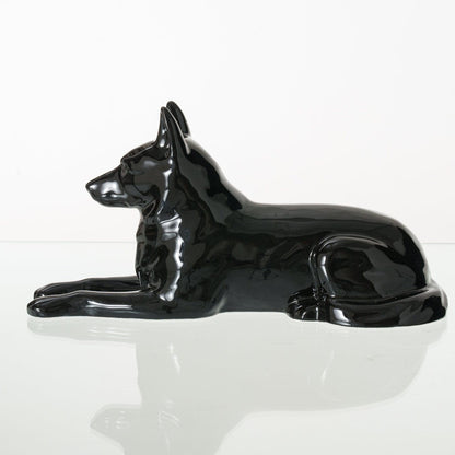 German Shepherd Pet Urn - Lamp Black | Ceramic Dog Urn - Pulvis Art Urns