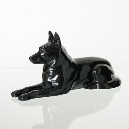 German Shepherd Pet Urn - Lamp Black | Ceramic Dog Urn - Pulvis Art Urns