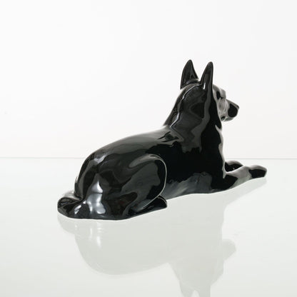 German Shepherd Pet Urn - Lamp Black | Ceramic Dog Urn - Pulvis Art Urns