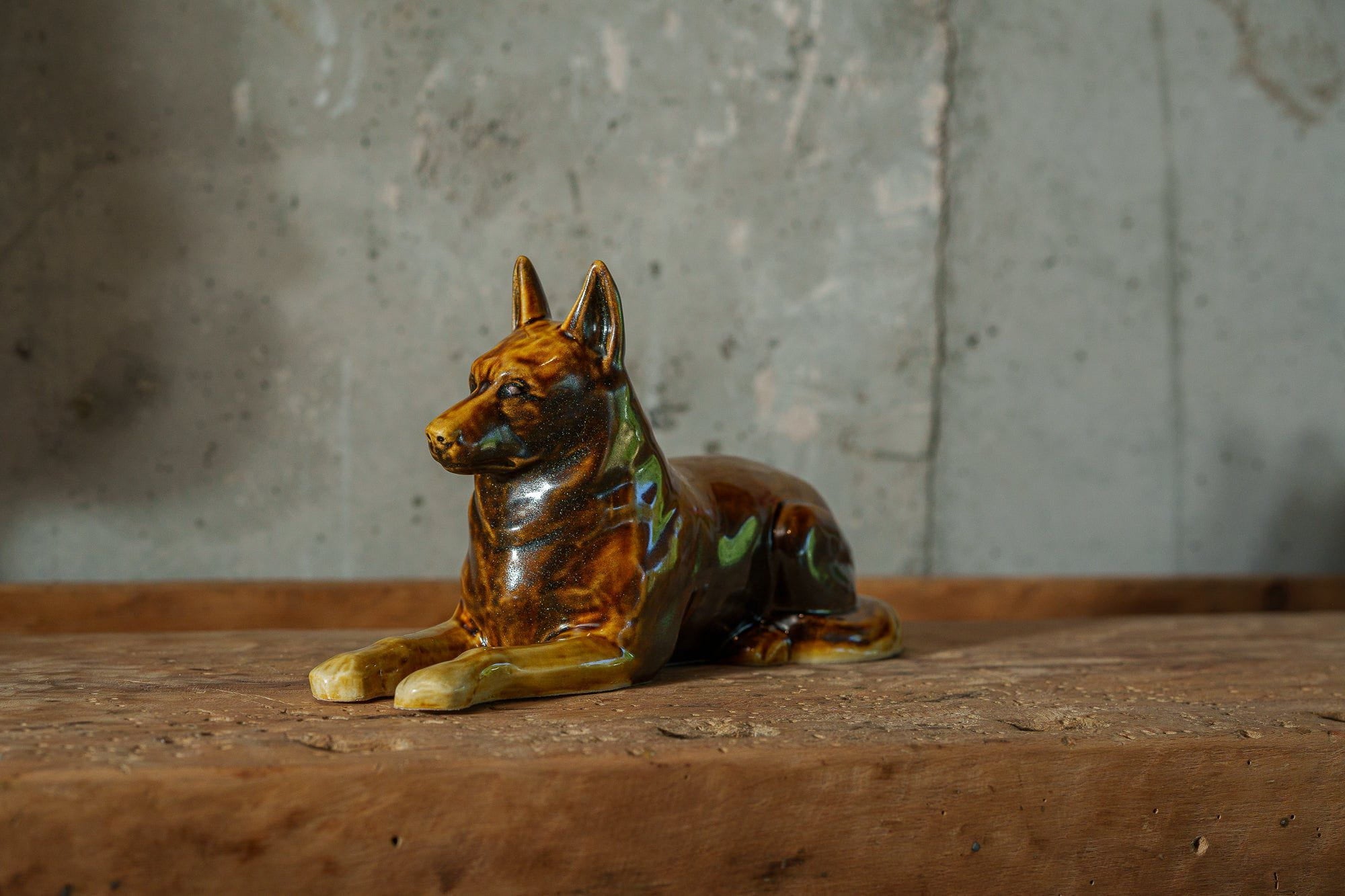 German Shepherd Pet Urn - Rusty Brown | Ceramic Dog Urn - Pulvis Art Urns