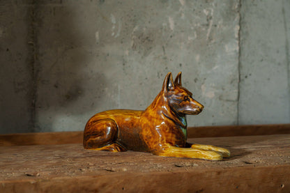 German Shepherd Pet Urn - Rusty Brown | Ceramic Dog Urn - Pulvis Art Urns