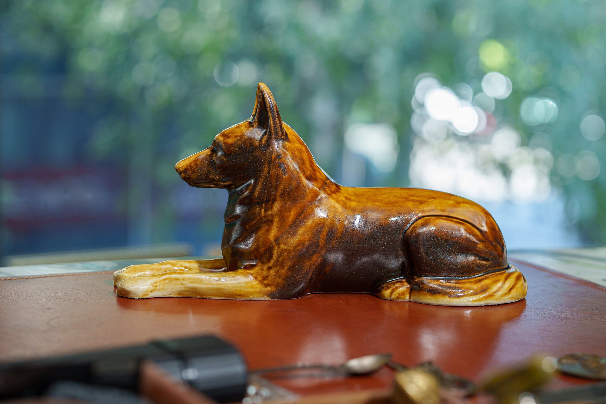 German Shepherd Pet Urn - Rusty Brown | Ceramic Dog Urn - Pulvis Art Urns