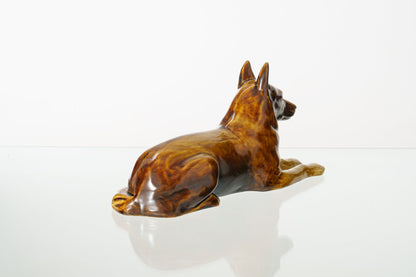 German Shepherd Pet Urn - Rusty Brown | Ceramic Dog Urn - Pulvis Art Urns