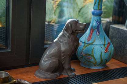 Golden Retriever Pet Urn - Grey Matte | Ceramic Dog Urn - Pulvis Art Urns