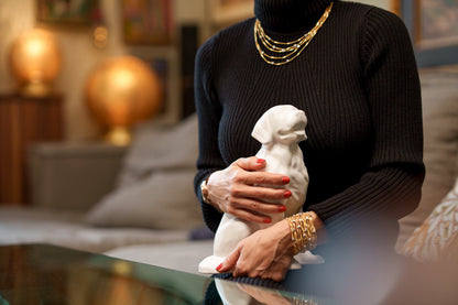 Golden Retriever Pet Urn - Lamp Black | Ceramic Dog Urn - Pulvis Art Urns