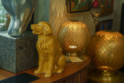 Golden Retriever Pet Urn - Yellow | Ceramic Dog Urn - Pulvis Art Urns