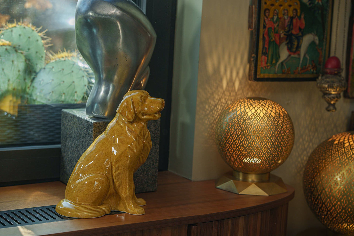 
                  
                    Pulvis Art Urns Pet Urn Golden Retriever Pet Urn - Yellow | Ceramic Urn
                  
                