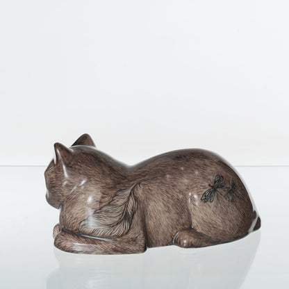 Pulvis Art Urns Pet Urn Hand Decorated Cat Urn for Ashes " Dream Catcher" - Ceramic | Handmade Pet Urn