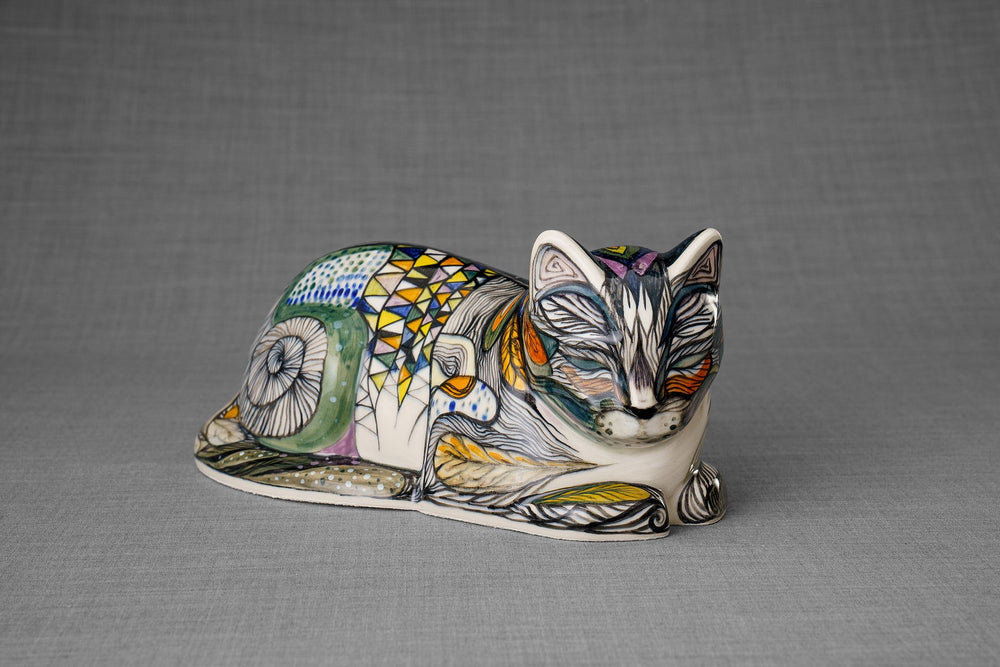 Pulvis Art Urns Pet Urn Hand Decorated Cat Urn for Ashes 