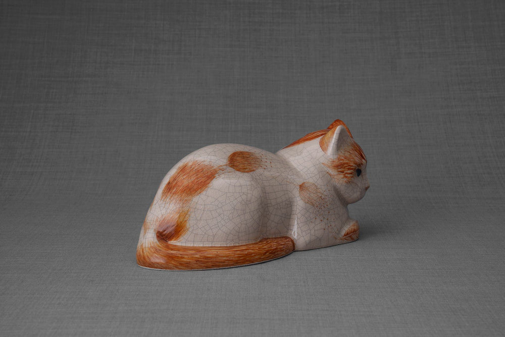 Pulvis Art Urns Pet Urn Hand Decorated Cat Urn for Ashes  "Feathers" - Ceramic | Handmade