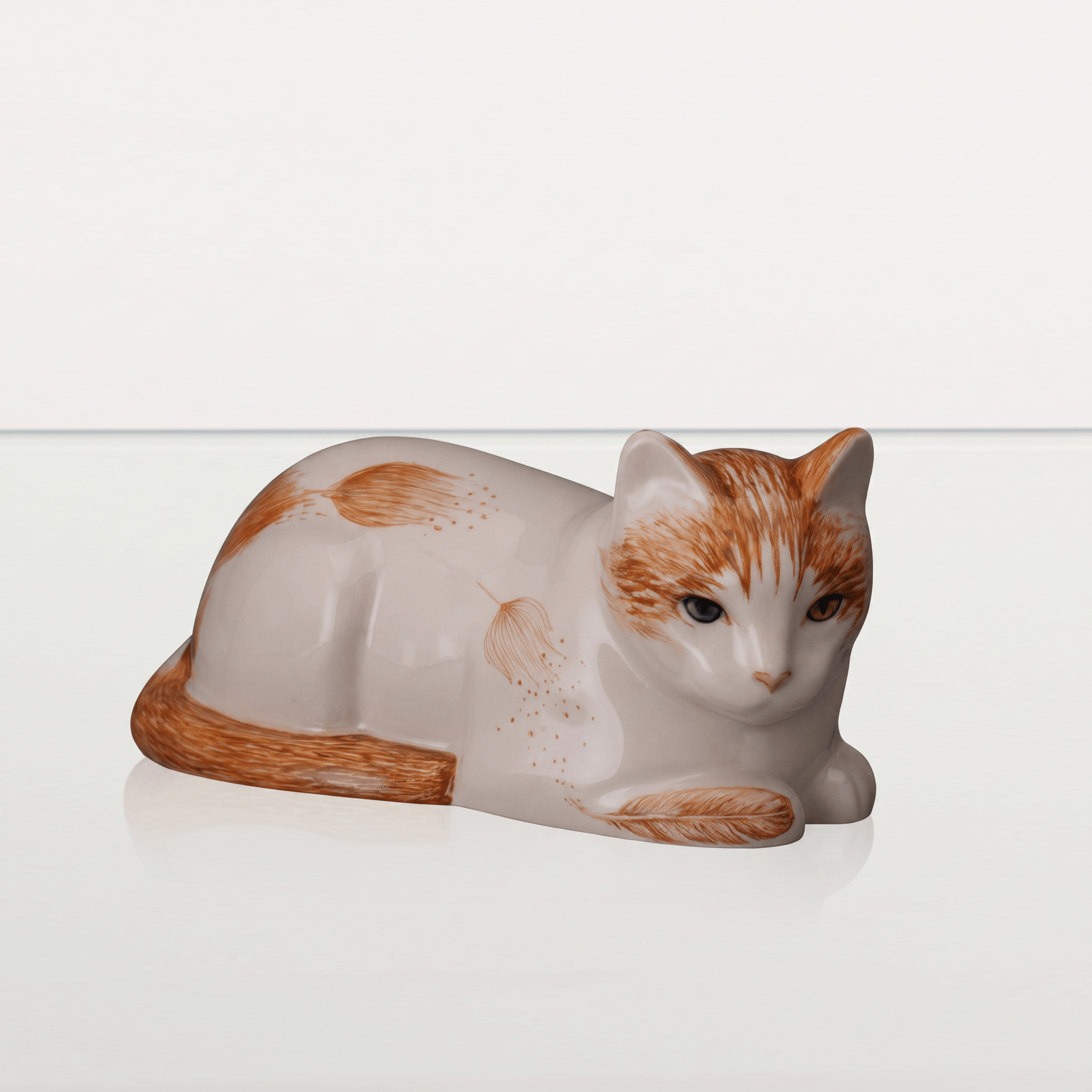 Pulvis Art Urns Pet Urn Hand Decorated Cat Urn for Ashes  "Feathers" - Ceramic | Handmade Pet Urn
