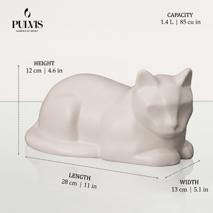 Pulvis Art Urns Pet Urn Hand Decorated Cat Urn for Ashes  "Feathers" - Ceramic | Handmade Pet Urn