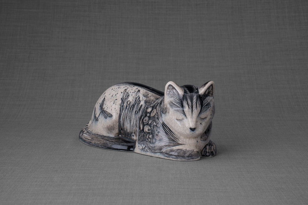 Pulvis Art Urns Pet Urn Hand Decorated Cat Urn for Ashes "Mystic" - Ceramic | Handmade