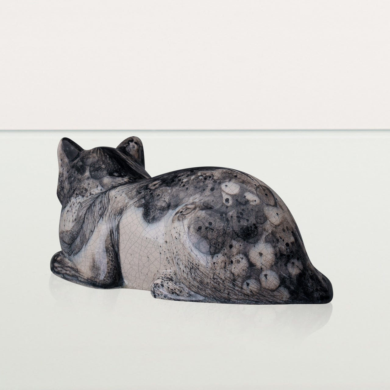 Hand Decorated Cat Urn for Ashes "Mystic" - Ceramic | Handmade Pet Urn - Pulvis Art Urns