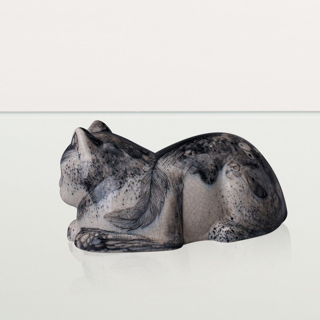 Hand Decorated Cat Urn for Ashes "Mystic" - Ceramic | Handmade Pet Urn - Pulvis Art Urns