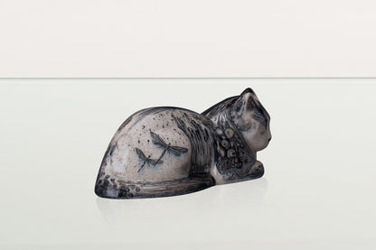 Hand Decorated Cat Urn for Ashes "Mystic" - Ceramic | Handmade Pet Urn - Pulvis Art Urns